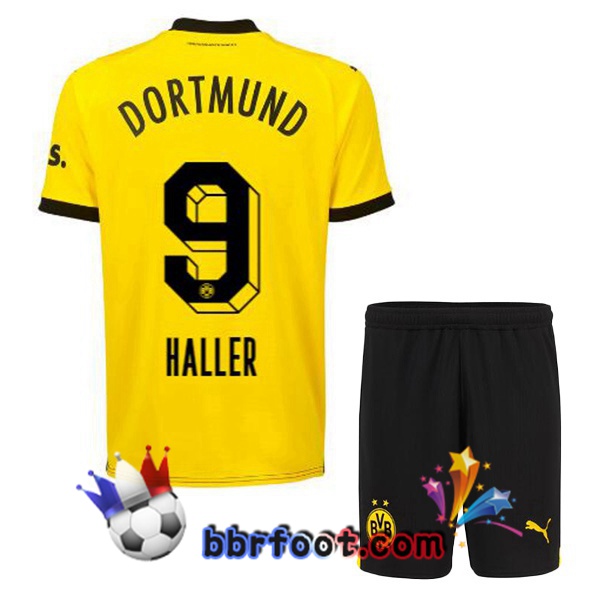 Maillot Foot Dortmund BVB (Haller 9) Enfant Domicile Jaune Noir 2023/2024