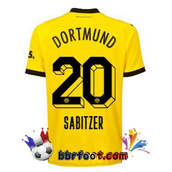 Maillot Foot Dortmund BVB (Sabitzer 20) Domicile Jaune Noir 2023/2024