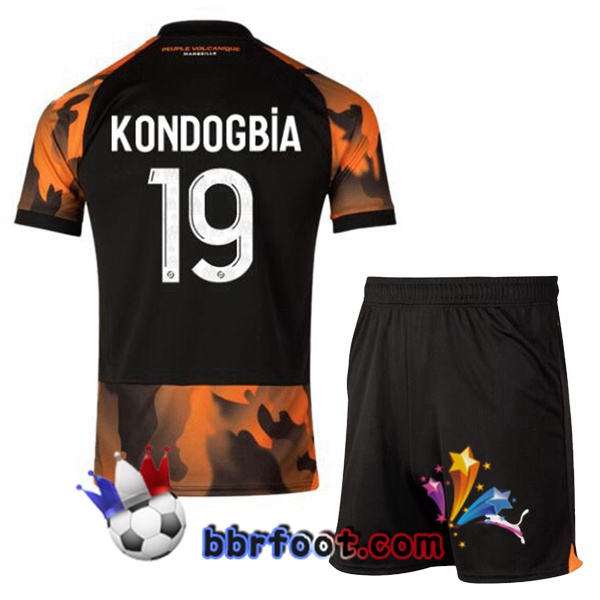 Maillot Foot Marseille OM (KONDOGBIA 19) Enfant Third Noir Jaune 2023/2024