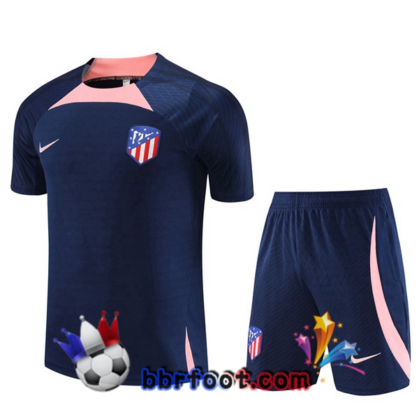 Ensemble Training T-Shirts Atletico Madrid + Shorts Bleu Royal 2023/2024