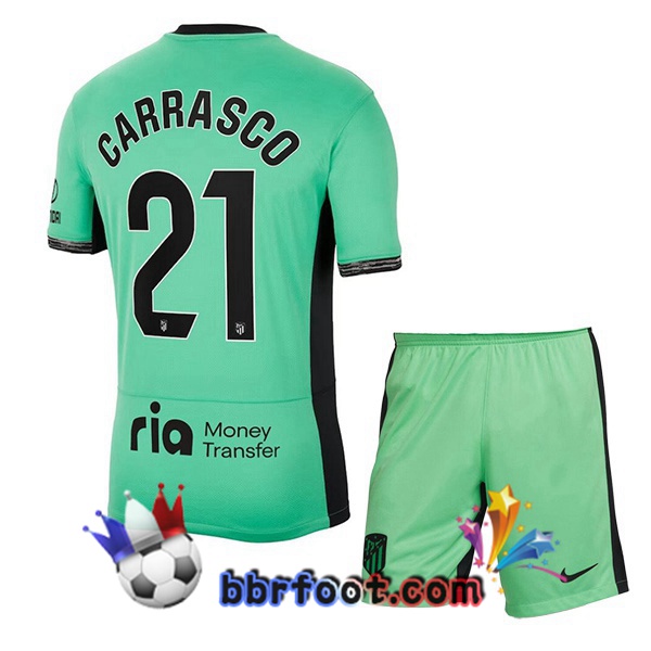 Maillot Foot Atletico Madrid (Carrasco 21) Enfant Third Vert 2023/2024