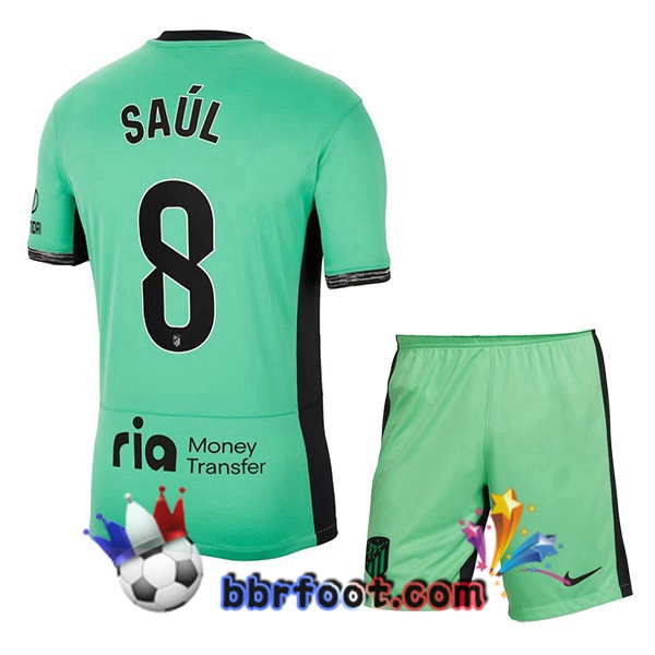 Maillot Foot Atletico Madrid (Saúl 8) Enfant Third Vert 2023/2024