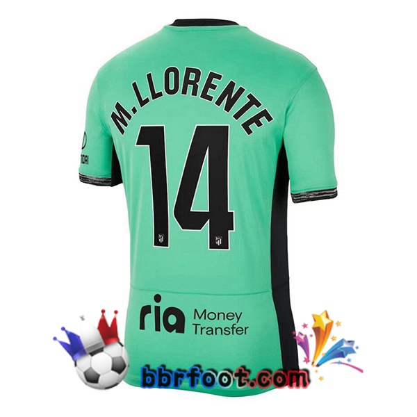 Maillot Foot Atletico Madrid (M. Llorente 14) Third Vert 2023/2024