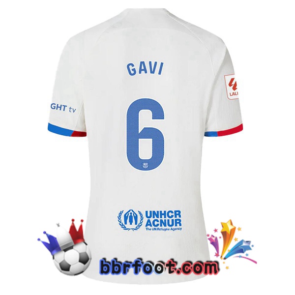 Maillot Foot FC Barcelone (GAVI 6) Exterieur Blanc 2023/2024