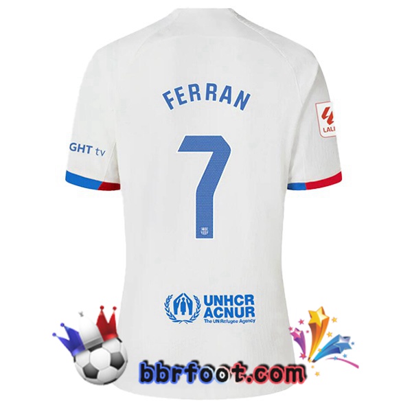 Maillot Foot FC Barcelone (FERRAN 7) Exterieur Blanc 2023/2024