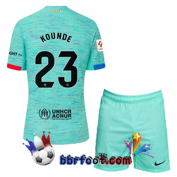 Maillot Foot FC Barcelone (KOUNDE 23) Enfant Third Vert 2023/2024