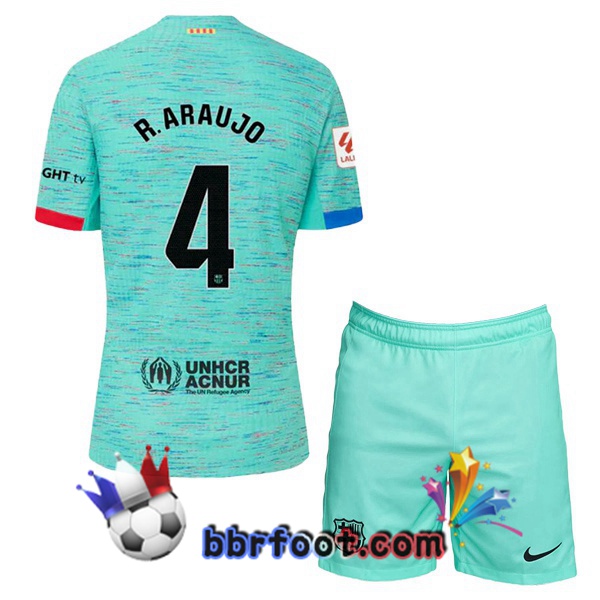 Maillot Foot FC Barcelone (R. ARAUJO 4) Enfant Third Vert 2023/2024