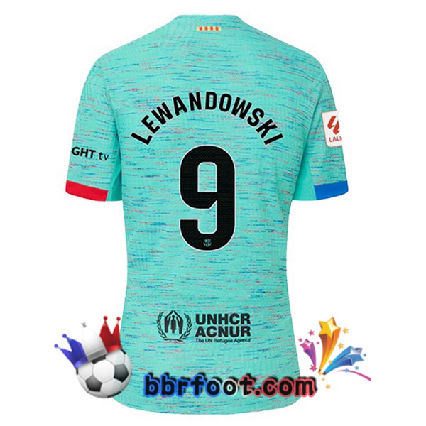 Maillot Foot FC Barcelone (LEWANDOWSKI 9) Third Vert 2023/2024