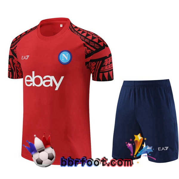 Ensemble Training T-Shirts SSC Naples + Shorts Rouge 2023/2024