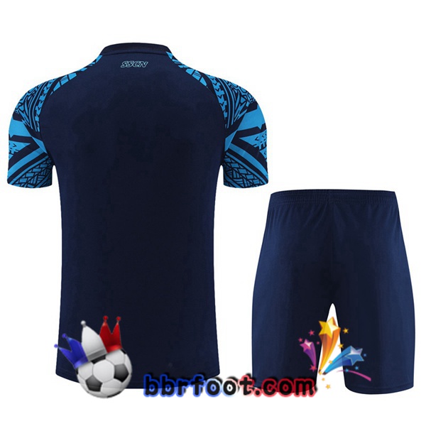 Ensemble Training T-Shirts SSC Naples + Shorts Bleu Royal 2023/2024