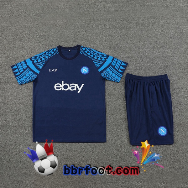 Ensemble Training T-Shirts SSC Naples + Shorts Bleu Royal 2023/2024