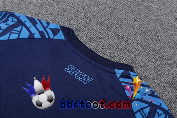 Ensemble Training T-Shirts SSC Naples + Shorts Bleu Royal 2023/2024