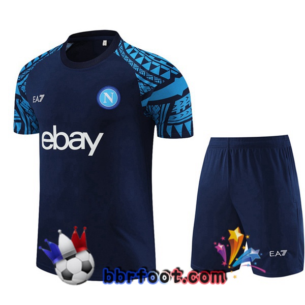 Ensemble Training T-Shirts SSC Naples + Shorts Bleu Royal 2023/2024
