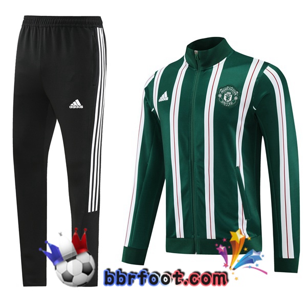 Survetement Foot - Veste Manchester United Vert Blanc 2024/2025 Survetement Foot - Veste Manchester United Vert Blanc 2024/2025