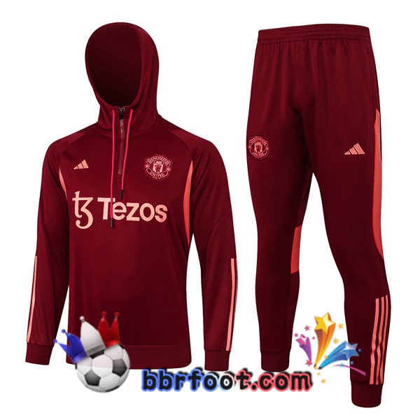 Survetement de Foot - Sweat A Capuche Manchester United Rouge 2024/2025