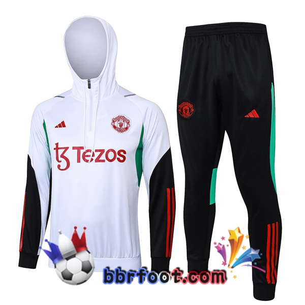Survetement de Foot - Sweat A Capuche Manchester United Blanc 2024/2025