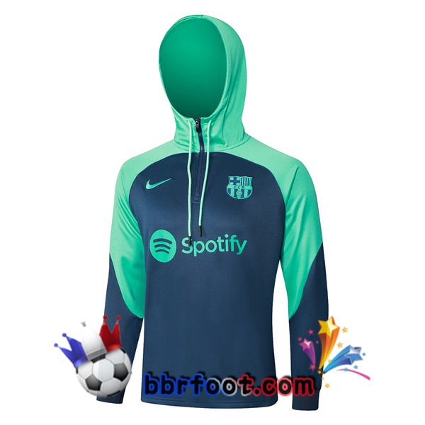 Sweat A Capuche FC Barcelone Vert Bleu 2024/2025