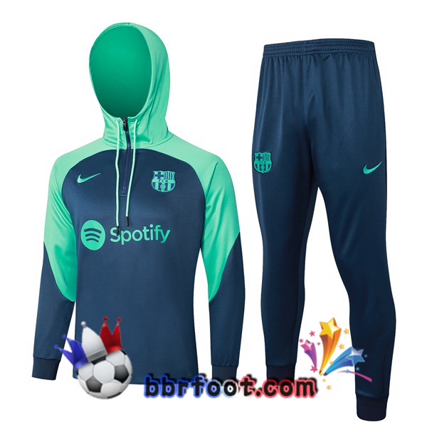Survetement de Foot - Sweat A Capuche FC Barcelone Vert Bleu 2024/2025