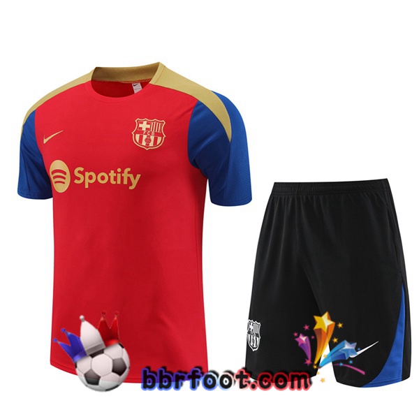 Ensemble Training T-Shirts FC Barcelone + Shorts Rouge 2024/2025