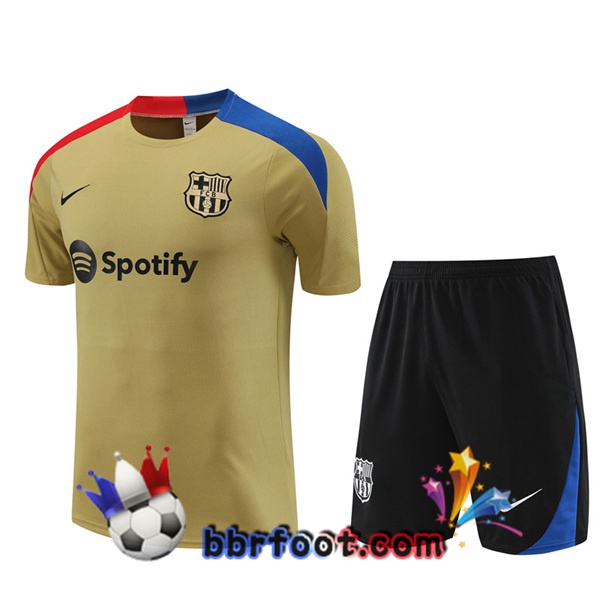 Ensemble Training T-Shirts FC Barcelone + Shorts Jaune 2024/2025