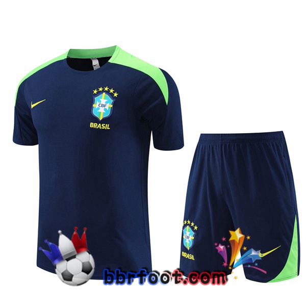 Ensemble Training T-Shirts Bresil + Shorts Bleu Royal 2024/2025 Ensemble Training T-Shirts Bresil + Shorts Bleu Royal 2024/2025