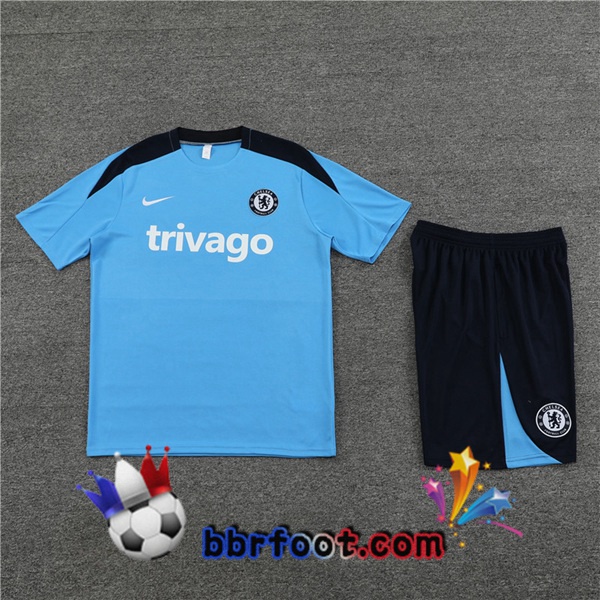 Ensemble Training T-Shirts FC Chelsea + Shorts Bleu 2024/2025
