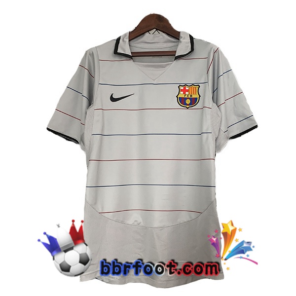 Maillot Foot FC Barcelone Retro Exterieur Gris 2003-2004 Maillot Foot FC Barcelone Retro Exterieur Gris 2003-2004