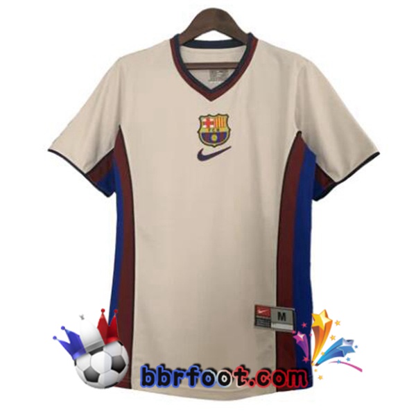 Maillot Foot FC Barcelone Retro Exterieur Gris 1998-1999 Maillot Foot FC Barcelone Retro Exterieur Gris 1998-1999
