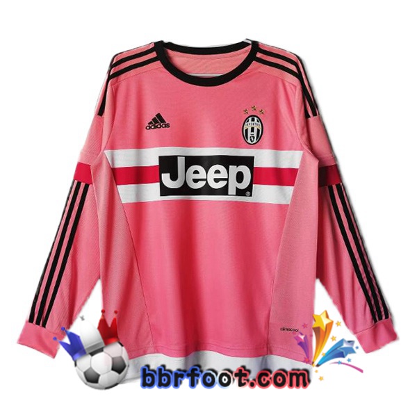 Maillot Foot Juventus Retro Exterieur Manche Longue Rose 2015-2016