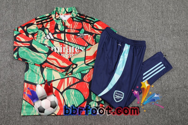 Survetement Foot Arsenal Vert Rouge 2024/2025