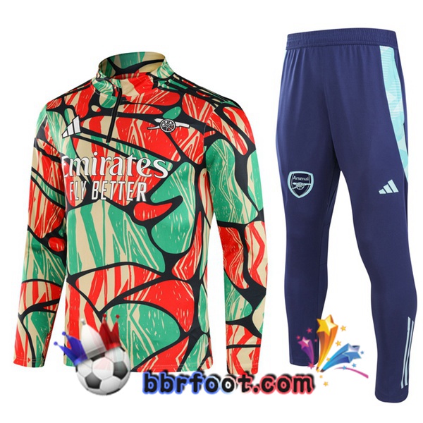 Survetement Foot Arsenal Vert Rouge 2024/2025