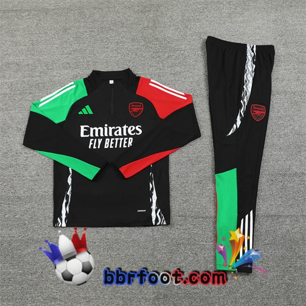 Survetement Foot Arsenal Noir Vert Rouge 2024/2025