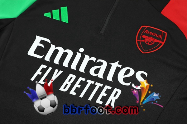 Survetement Foot Arsenal Noir Vert Rouge 2024/2025