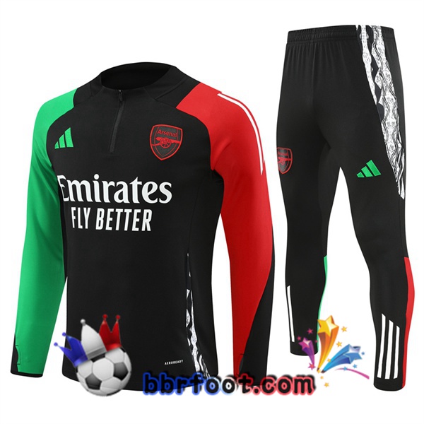 Survetement Foot Arsenal Noir Vert Rouge 2024/2025