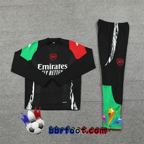 Survetement Foot Arsenal Noir Vert Rouge 2024/2025