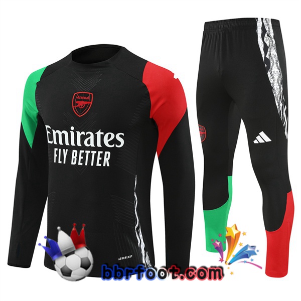 Survetement Foot Arsenal Noir Vert Rouge 2024/2025