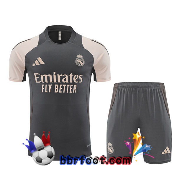 Ensemble Training T-Shirts Real Madrid + Shorts Gris 2024/2025