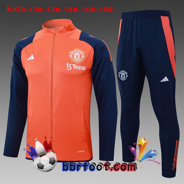 Survetement Foot - Veste Manchester United Enfant Orange 2024/2025