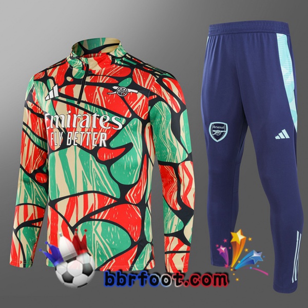 Survetement Foot Arsenal Enfant Vert Rouge 2024/2025