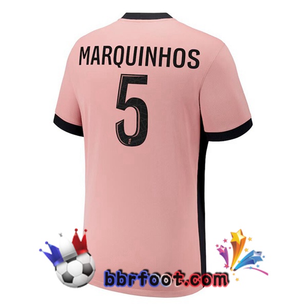 Maillot Foot Paris PSG (Marquinhos 5) Third Rose 2024/2025