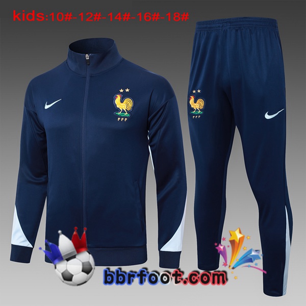 Survetement Foot - Veste France Enfant Bleu Royal 2024/2025 Survetement Foot - Veste France Enfant Bleu Royal 2024/2025