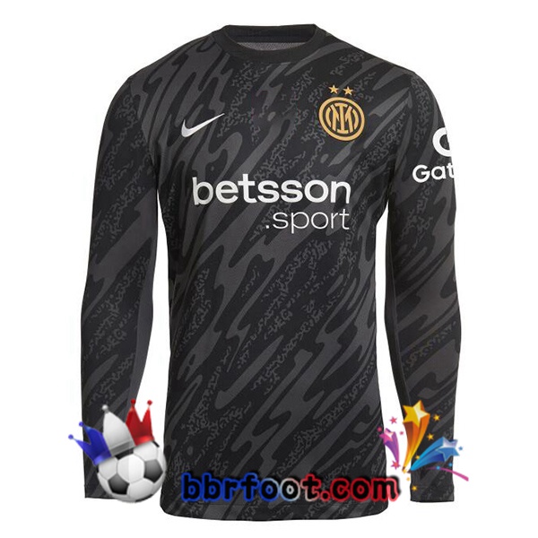 Maillot Foot Inter Milan Gardien de but Manche Longue Noir 2024/2025