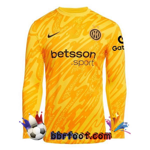 Maillot Foot Inter Milan Gardien de but Manche Longue Jaune 2024/2025 Maillot Foot Inter Milan Gardien de but Manche Longue Jaune 2024/2025