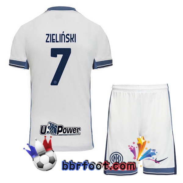 Maillot Foot Inter Milan (ZIELIŃSKI 7) Enfant Exterieur Blanc 2024/2025