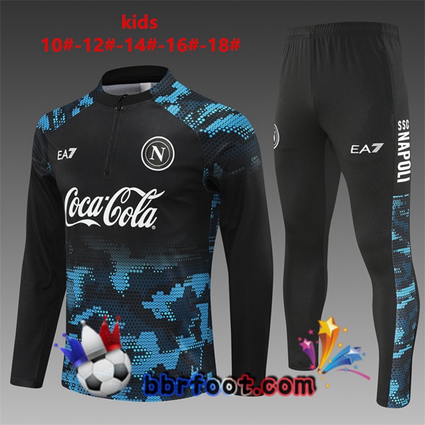 Survetement Foot SSC Naples Enfant Noir Bleu 2024/2025