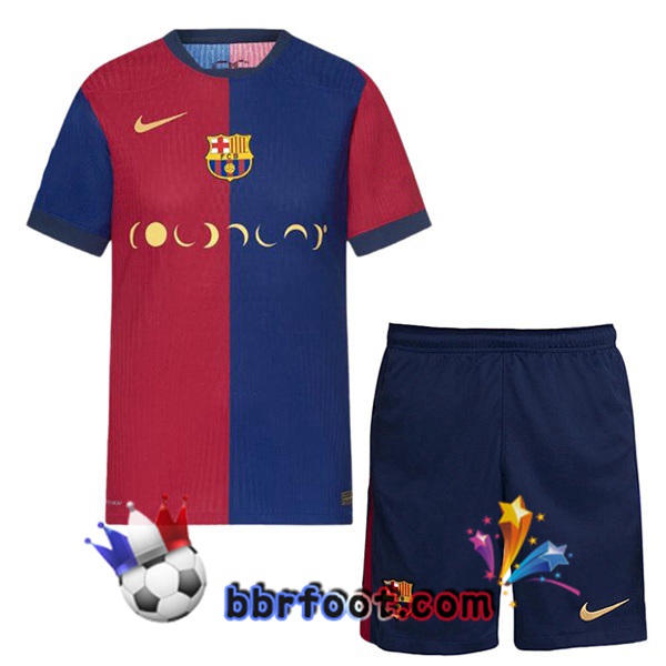 Maillot Foot FC Barcelone Enfant Domicile COLDPLAY Bleu Rouge 2024/2025