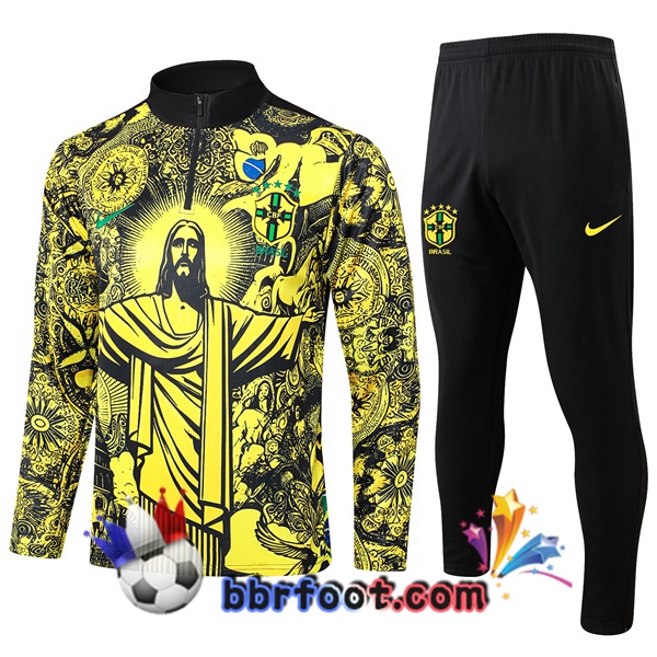 Survetement Foot Bresil Jaune Noir 2024/2025