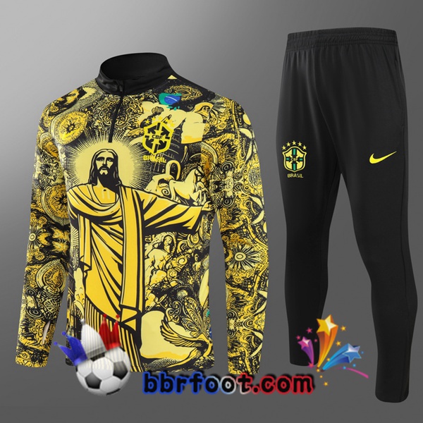 Survetement Foot Bresil Enfant Jaune 2024/2025