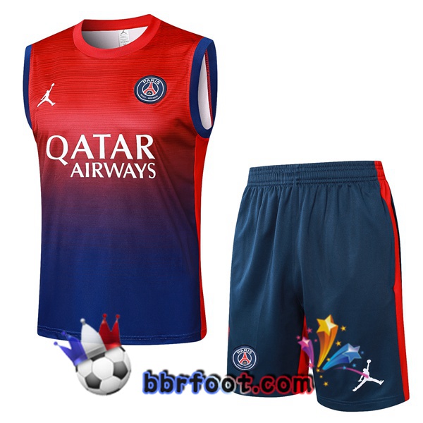 Gilet Foot Paris PSG + Shorts Rouge Bleu Royal 2024/2025