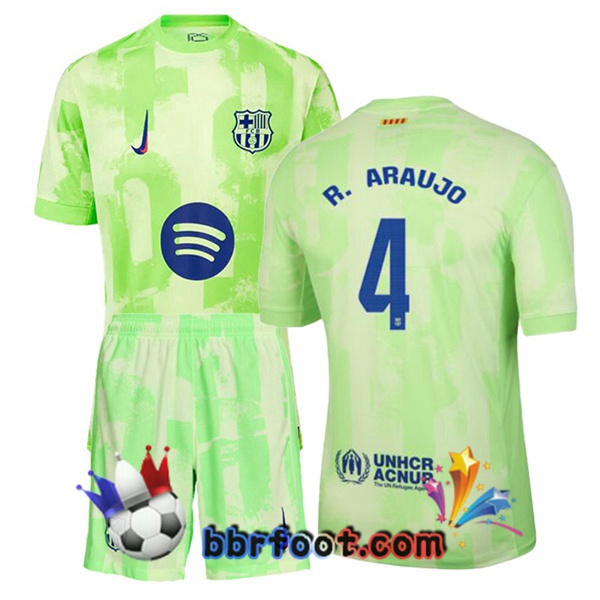 Maillot Foot FC Barcelone (R. ARAUJO 4) Enfant Third Vert 2024/2025